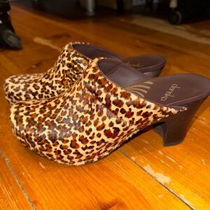 Dansko Cheetah Print Slip On Heels
